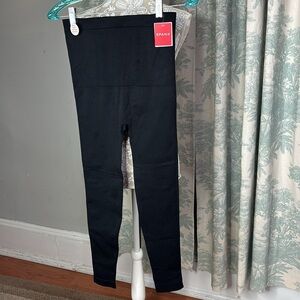 Spanx High Waisted Lamn Very Black Leggings Medium NWT